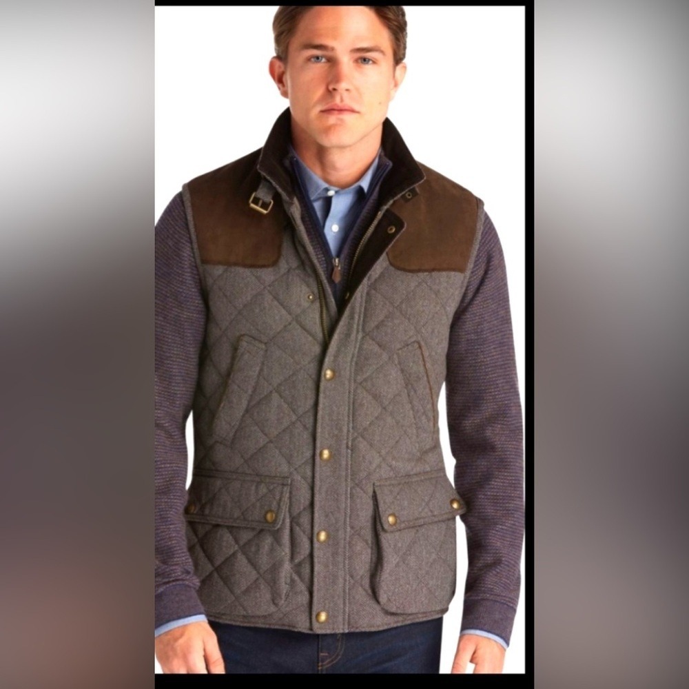 Jos A Bank 1905 Outerwear Big & Tall Size 3X Gray Brown Quilted Outerwear Vest